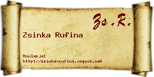 Zsinka Rufina névjegykártya